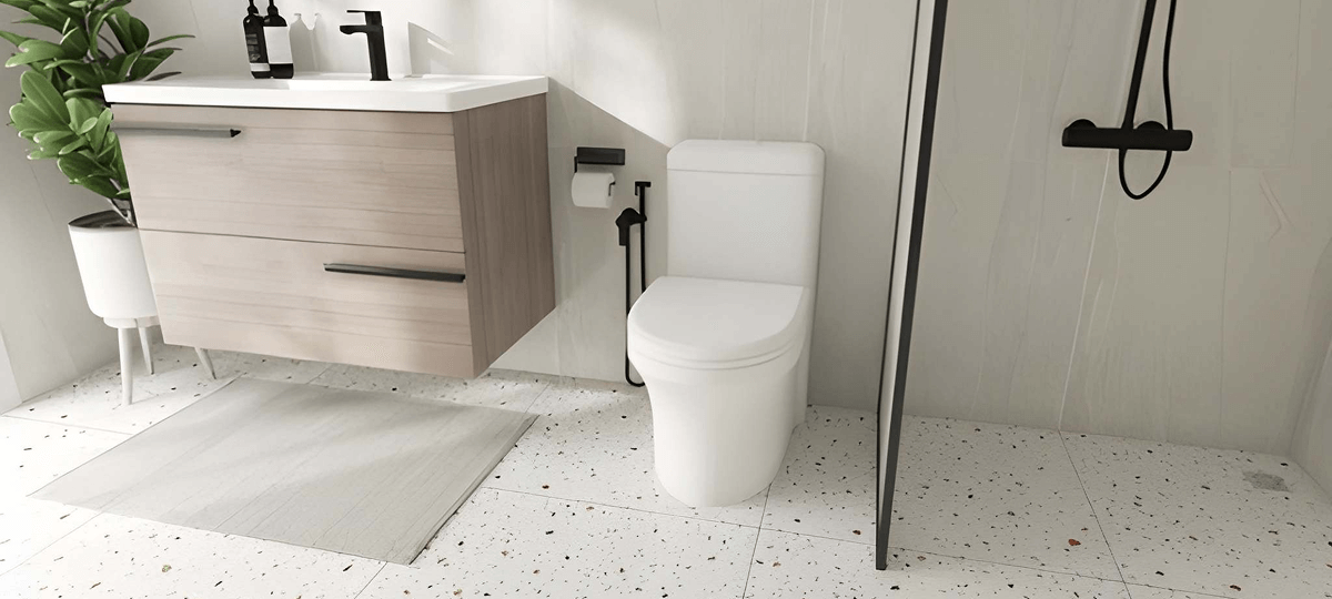 Mixed Material Look with Terrazzo-Style Tiles